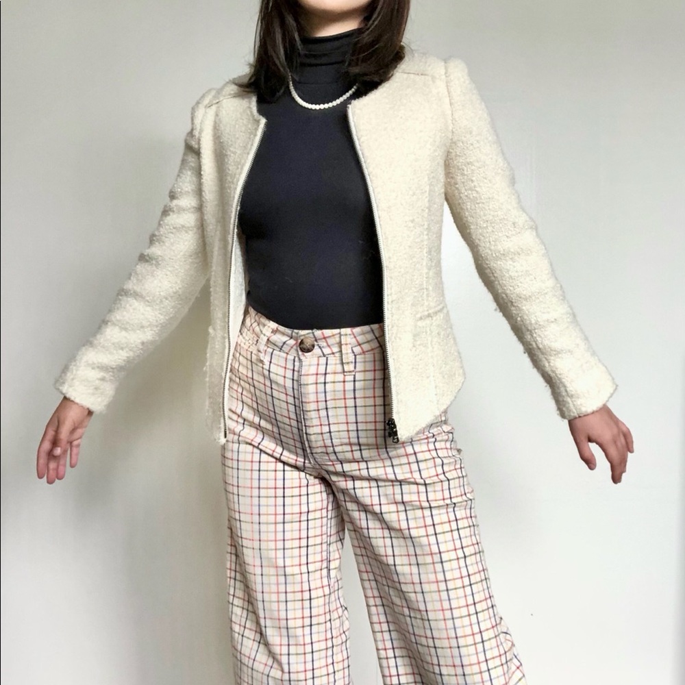 Club Monaco Zip up cream Tweed Jacket